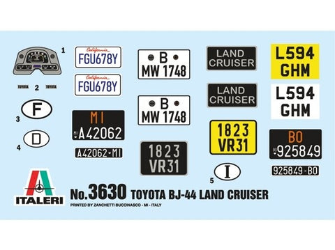 Italeri Toyota Land Cruiser BJ-44 1/24 plastikinis surenkamas modelis