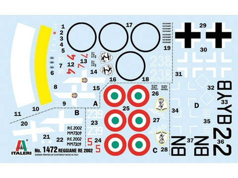 Italeri Reggiane Re.2002 Ariete lėktuvas, 1/72 plastikinis modelis