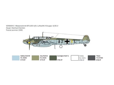 Italeri Messerschmitt Bf 110C Zerstörer 1/72 surenkamas plastikinis modelis