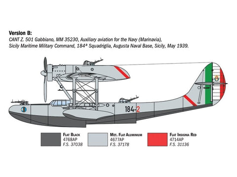 Italeri CANT Z.501 Gabbiano lėktuvo rinkinys 1/72
