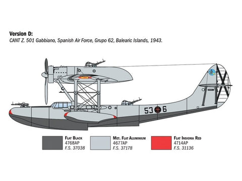 Italeri CANT Z.501 Gabbiano lėktuvo rinkinys 1/72