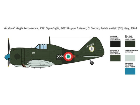 Italeri Reggiane Re.2002 Ariete lėktuvas, 1/72 plastikinis modelis