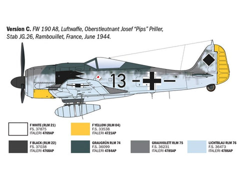 Italeri Focke-Wulf Fw 190 A-8/F Super Decal 1/72 plastikinis lėktuvas