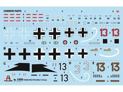 Italeri Focke-Wulf Fw 190 A-8/F Super Decal 1/72 plastikinis lėktuvas