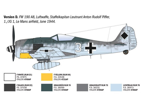 Italeri Focke-Wulf Fw 190 A-8/F Super Decal 1/72 plastikinis lėktuvas
