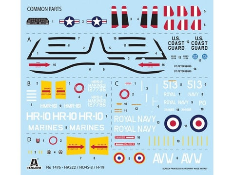 Italeri Sikorsky H-19 / HO4S-3 / HAS.7 1/72 plastikinis sraigtasparnio rinkinys