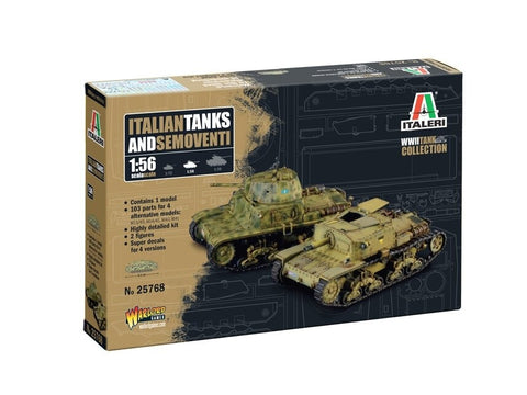 Italeri italų tankai Semoventi M13/40–M41 75/18, 1/56 modelių rinkinys