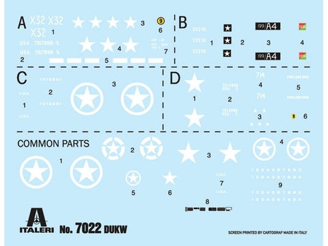 Italeri DUKW amfibinis GMC 2,5 t sunkvežimis D-Day 80, 1/72 rinkinys