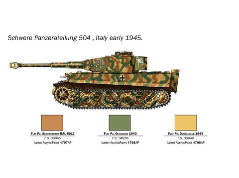 Italeri vokiečių tankas Tiger I Ausf. E mastelis 1/56 plastikinis rinkinys