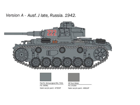 Italeri Panzer III Ausf. J/L/M/N 1/56 plastikinis surinkimo rinkinys