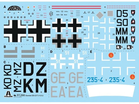 Italeri Dornier Do 217 J1/J2 Nachtjäger naktinio naikintuvo modelis 1/72, 91266