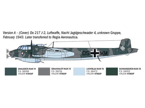 Italeri Dornier Do 217 J1/J2 Nachtjäger naktinio naikintuvo modelis 1/72, 91266