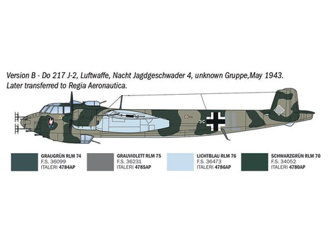 Italeri Dornier Do 217 J1/J2 Nachtjäger naktinio naikintuvo modelis 1/72, 91266