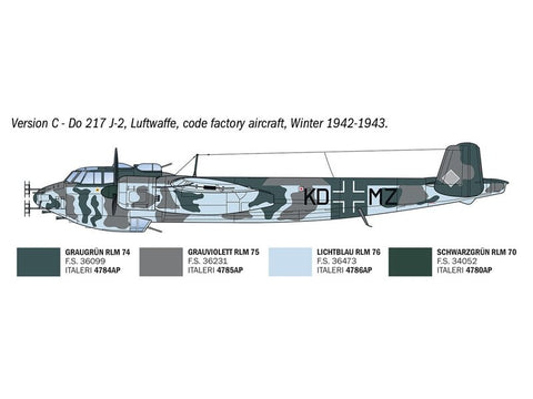 Italeri Dornier Do 217 J1/J2 Nachtjäger naktinio naikintuvo modelis 1/72, 91266