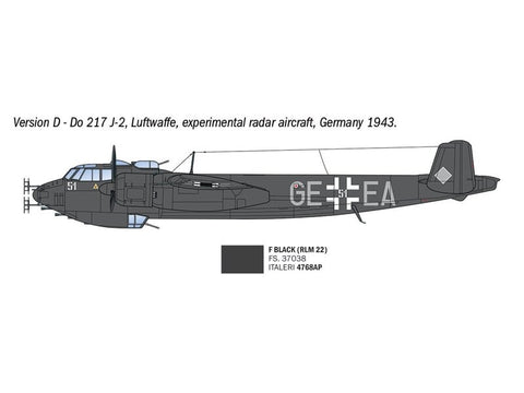 Italeri Dornier Do 217 J1/J2 Nachtjäger naktinio naikintuvo modelis 1/72, 91266