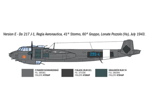 Italeri Dornier Do 217 J1/J2 Nachtjäger naktinio naikintuvo modelis 1/72, 91266