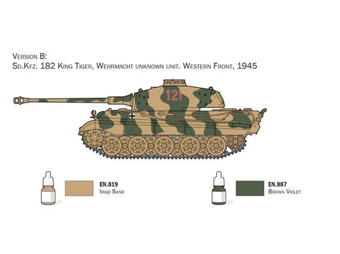 Italeri King Tiger Sd.Kfz.182 1/72 dovanų rinkinys su dažais ir klijais (72005)