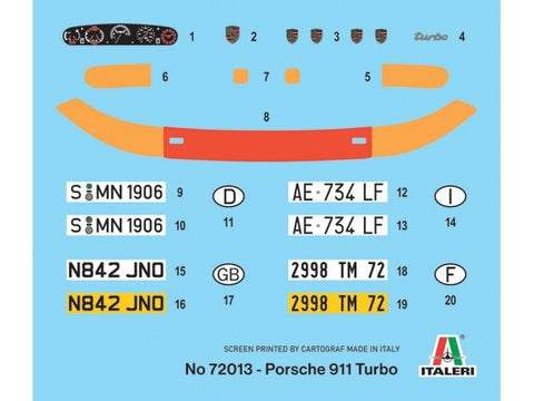 Italeri Porsche 911 1/24 dovanų rinkinys su dažais ir klijais