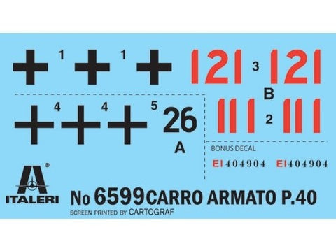 Italeri P.40 itališkas tankas 1/35 plastikinis surenkamas modelis