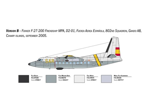 Italeri Fokker F-27 Maritime Patrol 1/72 surenkamas modelis