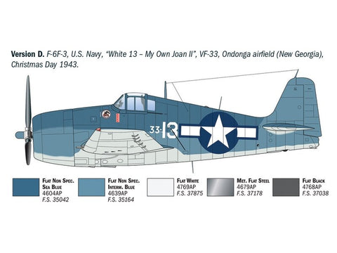 Italeri Grumman Hellcat F6F-3 1/72 plastikinis lėktuvo modelis