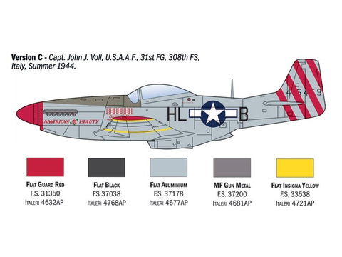 Italeri P-51D Mustang asai 1/72 plastikinis lėktuvo modelis 1484