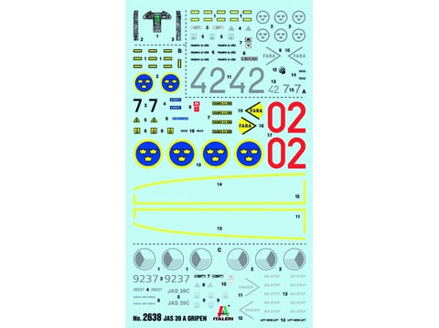 Italeri Saab JAS 39A Gripen 1/48 plastikinis lėktuvo modelis (2638)