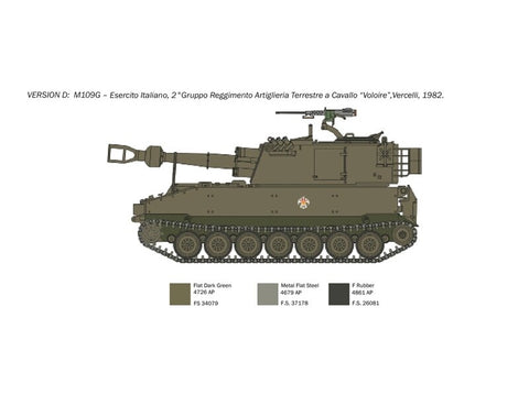 Italeri M109 A2/A3/G savaeigė haubica 1/35 plastikinis rinkinys 6589