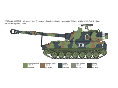 Italeri M109 A2/A3/G savaeigė haubica 1/35 plastikinis rinkinys 6589
