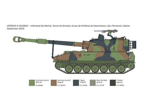 Italeri M109 A2/A3/G savaeigė haubica 1/35 plastikinis rinkinys 6589