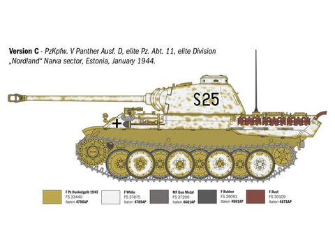 Italeri Panther Ausf. D vokiečių tankas 1/35 surenkamas plastikinis