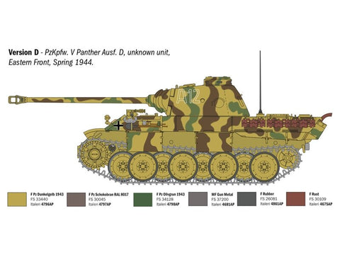Italeri Panther Ausf. D vokiečių tankas 1/35 surenkamas plastikinis