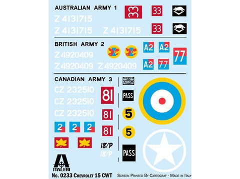 Italeri Chevrolet 15 CWT sunkvežimis 1/35 plastikinis surenkamas rinkinys 0233