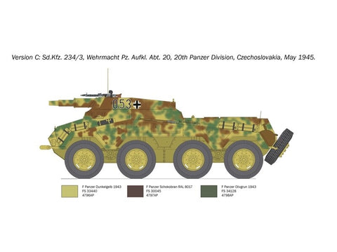 Italeri Sd.Kfz.234/3 plastikinis šarvuoto automobilio modelis 1/35
