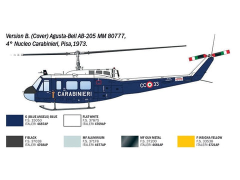 Italeri Bell AB-205/UH-1D SAR sraigtasparnio modelis 1/48