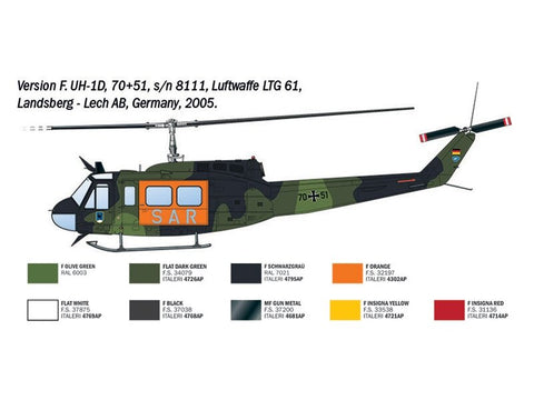 Italeri Bell AB-205/UH-1D SAR sraigtasparnio modelis 1/48