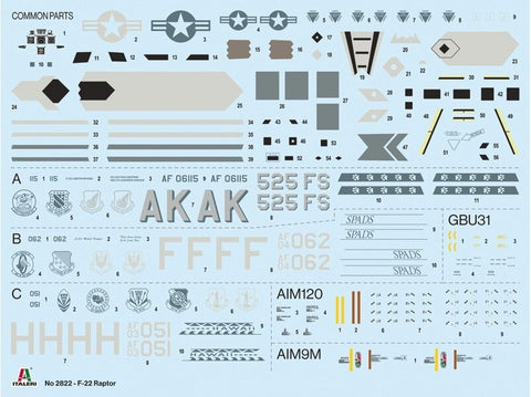 Italeri F-22 Raptor 1/48 plastikinis naikintuvo lėktuvo rinkinys
