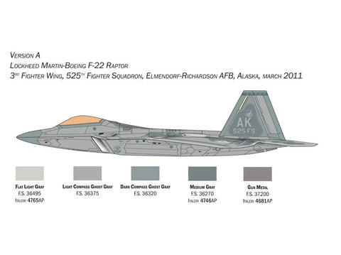 Italeri F-22 Raptor 1/48 plastikinis naikintuvo lėktuvo rinkinys
