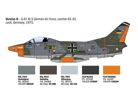 Italeri FIAT G.91 R 1/48 plastikinis surenkamas lėktuvo modelis