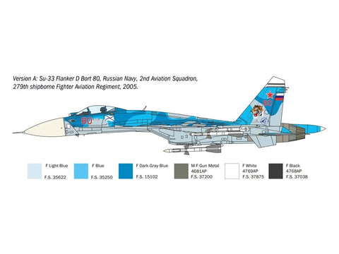 Italeri Sukhoi Su-33 Flanker-D 1/72 plastikinis lėktuvo modelio rinkinys
