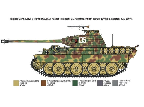 Italeri Pz.Kpfw. V Panther Ausf. A (Sd.Kfz.171) 1/72 plastikinis modelis