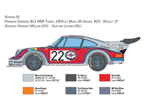 Italeri Porsche 911 Carrera RSR Turbo 1/24 plastikinis modelio rinkinys