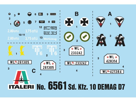 Italeri Sd.Kfz.10 Demag D7 su vokiečių parašiutininkais 1/35 (6561)