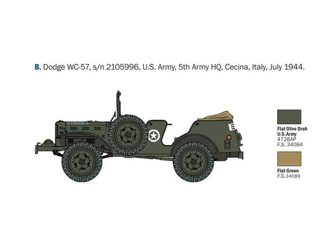 Italeri Dodge WC-56/57 karinis automobilis 1/35 surenkamas rinkinys