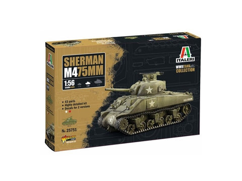 Italeri Sherman M4 75mm 1/56 plastikinis surenkamas tanko modelis