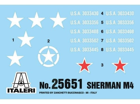 Italeri Sherman M4 75mm 1/56 plastikinis surenkamas tanko modelis