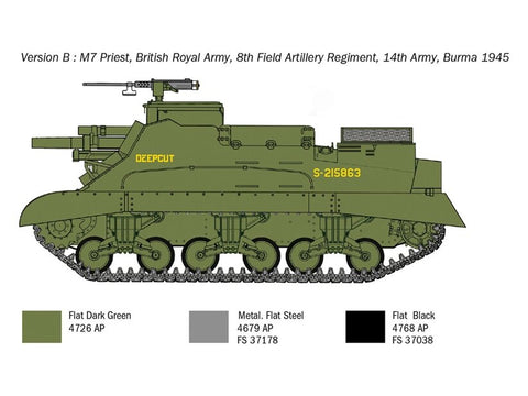 Italeri M7 Priest savaeigė haubica 1/35 plastikinis rinkinys (6580)