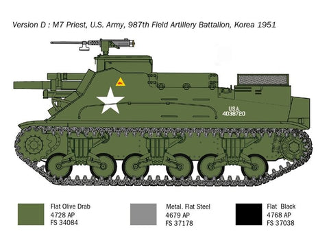 Italeri M7 Priest savaeigė haubica 1/35 plastikinis rinkinys (6580)