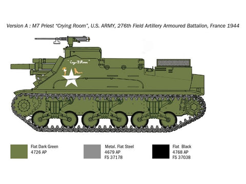 Italeri M7 Priest savaeigė haubica 1/35 plastikinis rinkinys (6580)