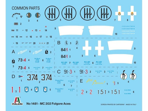 Italeri MC.202 Folgore Aces 1/72, plastikinis surenkamas lėktuvo modelis